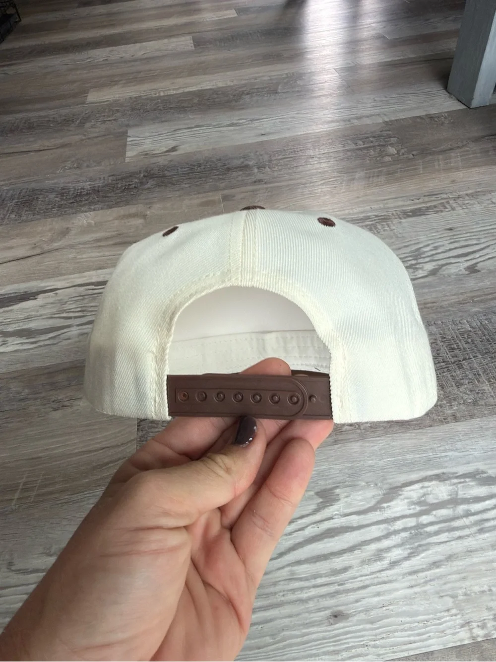 Embroidered Fish Trucker Hat - Cream and Brown by